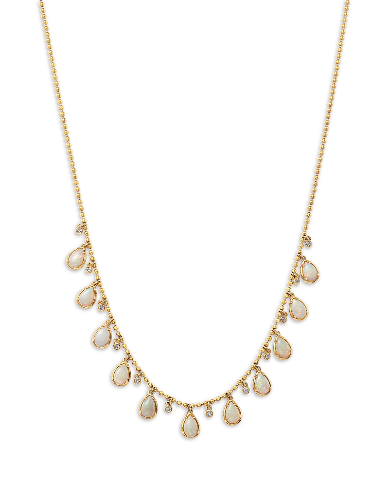 Bloomingdale's Fine Collection Opal & Diamond Bezel Dangle Bead Necklace in 14K Yellow Gold, 18