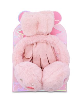 Girls' Butterfly Faux Fur Earmuffs & Gloves Set - Big Kid