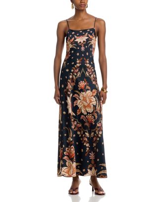 slim fit dress slacks Pink Anthurium Flowers Slip Maxi Dress – FARM Rio