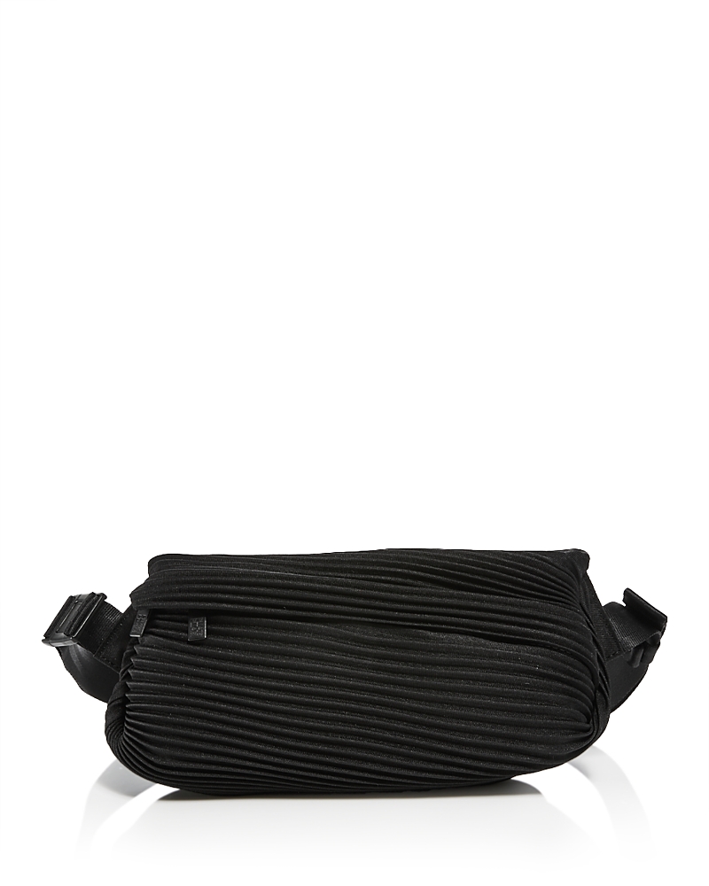 Issey Miyake Bias Pleats Waist Bag In Black