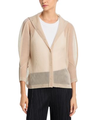 PLEATS PLEASE ISSEY MIYAKE Tatami Textured Cardigan | Bloomingdale's