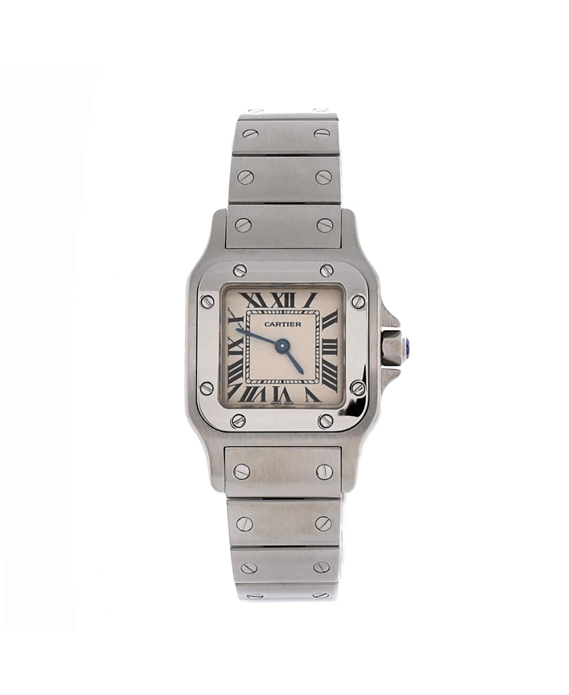 Pre-owned Pre-owned Cartier  Cartier Santos De Cartier Galbee Quartz Watch In Stainless Steel 24mm In Brown