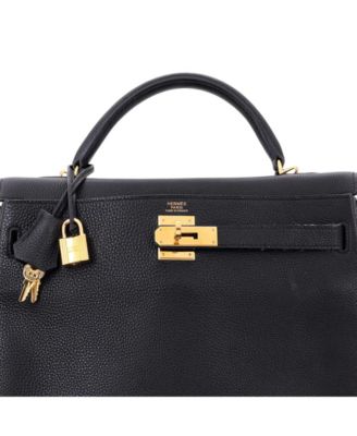  Kelly 32 Handbag Black Togo with Gold Hardware