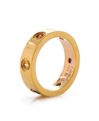  Love 6 Stone Band Ring 18K Gold with Sapphires, Amethyst, and Garnets