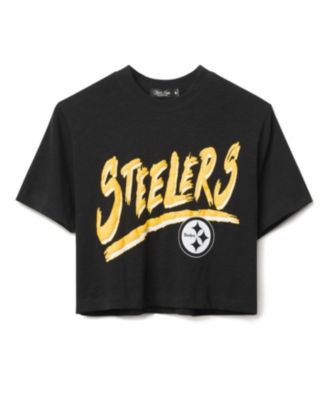  Women's NFL Pittsburgh Steelers Thrill Mock Neck Crop Tee