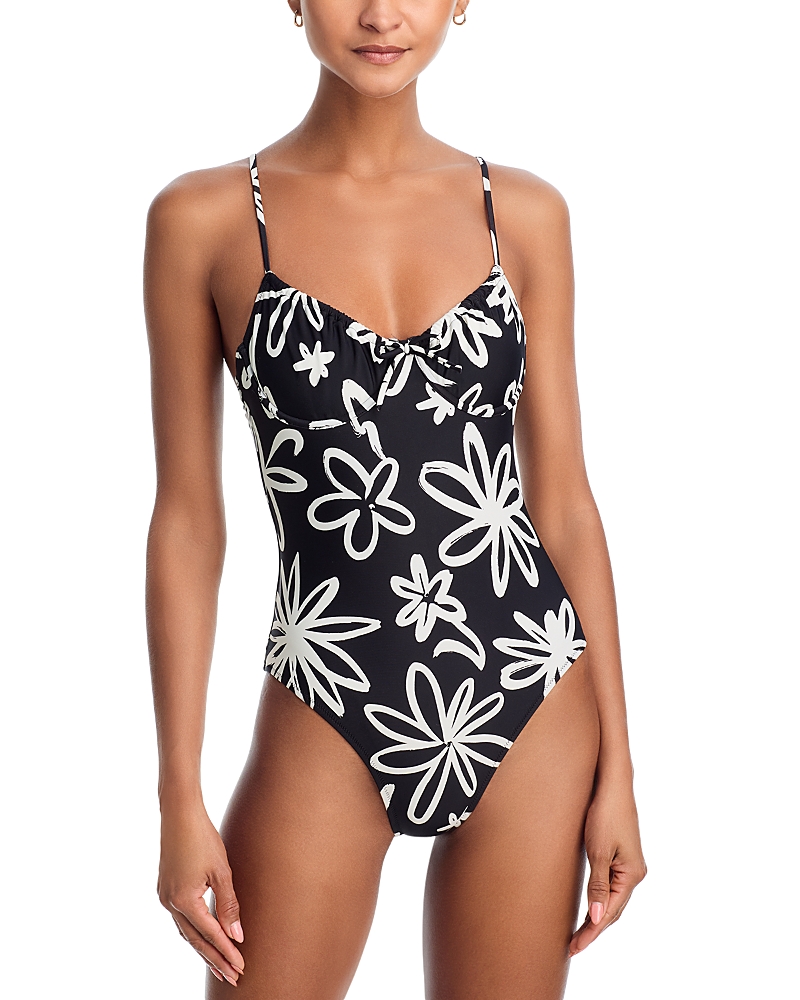 Solid & Striped The Malika Floral Print Swimsuit In Black