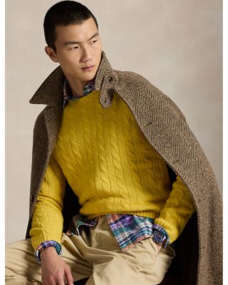 Suede-Patch Cable-Knit Sweater