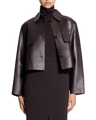 Cropped Leather Trench Coat