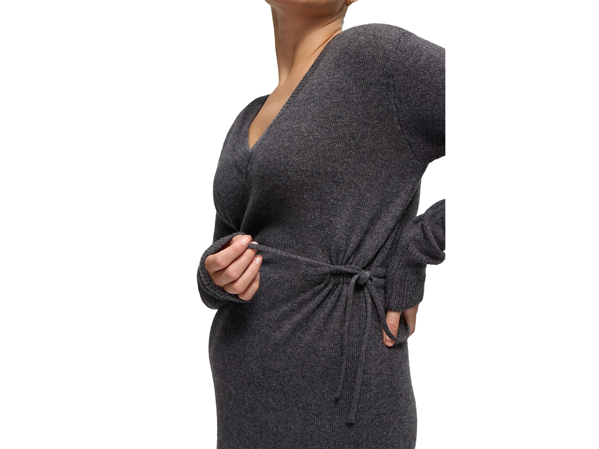 V Neck Sweater Maternity Dress — Image 5