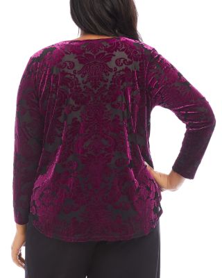 Plus Size Velvet Burnout Shirttail Top