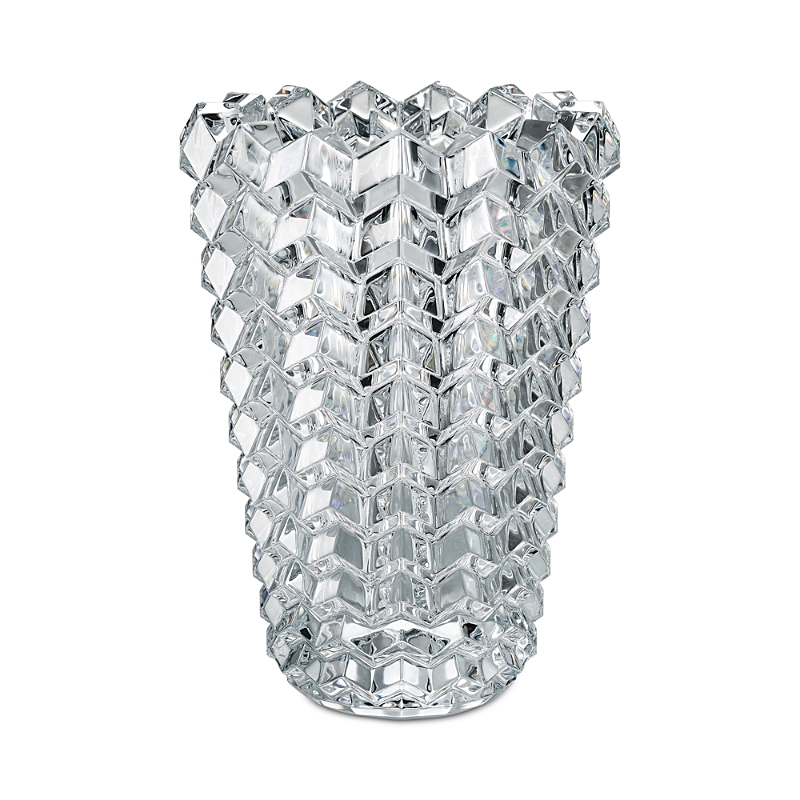 Baccarat Crystal Zig Zag Vase In Silver