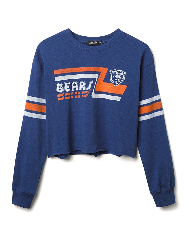 Junk Food Clothing Women's Nfl Chicago Bears Retro Crop Fleece In Blue