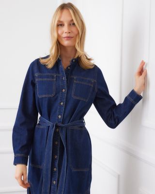 Belted Denim Shirtdress