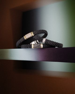 Two Tone Matte Black Ceramic Black Diamond Bracelet, 9mm
