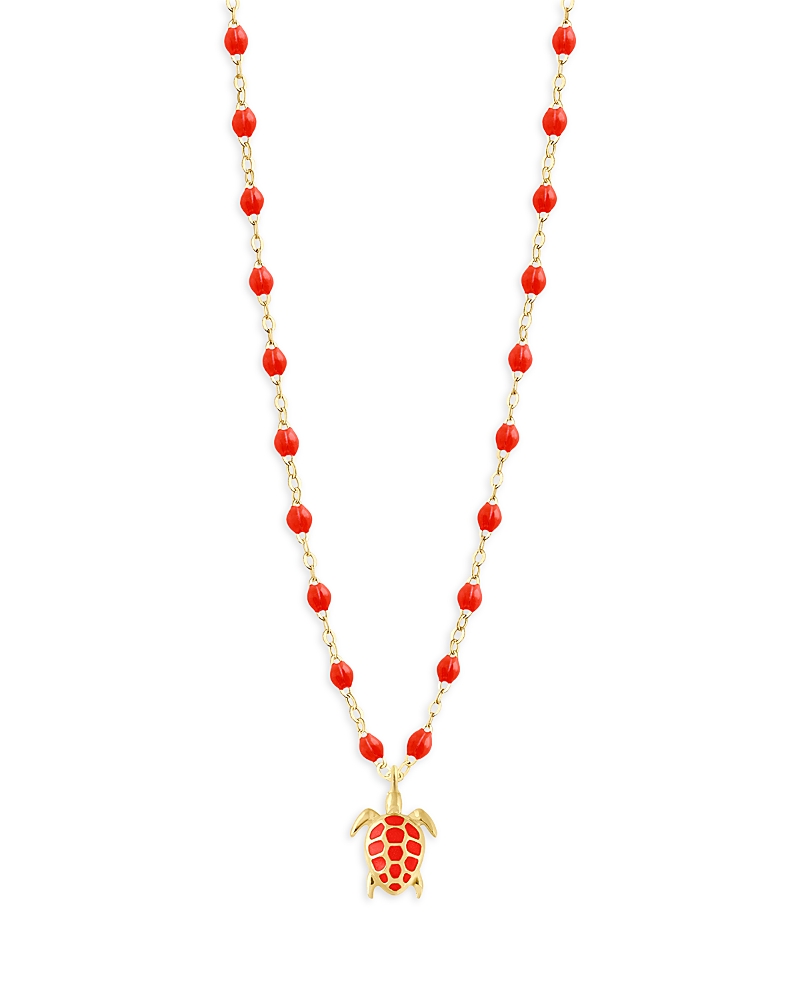 Gigi Clozeau 18K Yellow Gold Voyage Resin Bead Turtle Pendant Necklace, 16.1
