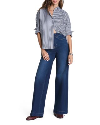 Pull On Wide Leg Jeans in Pacific Wash