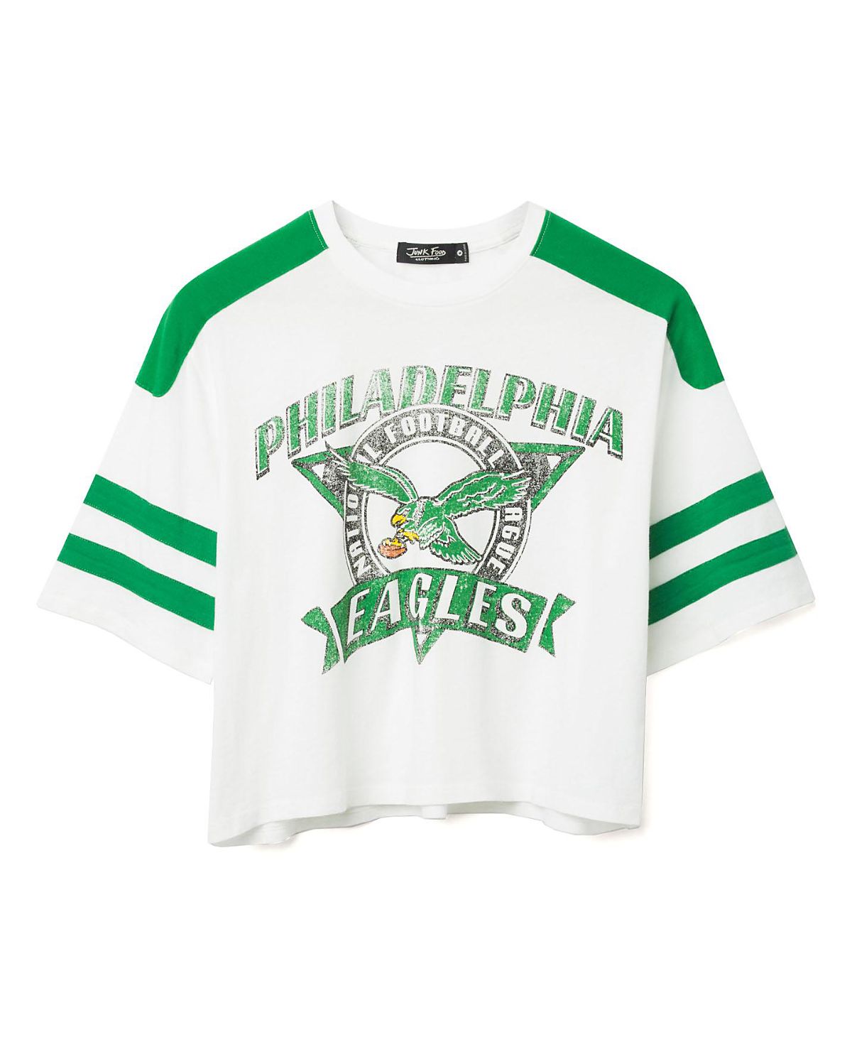 Junk Food Clothing Women's Nfl Philadelphia Eagles Striped Crop Tee