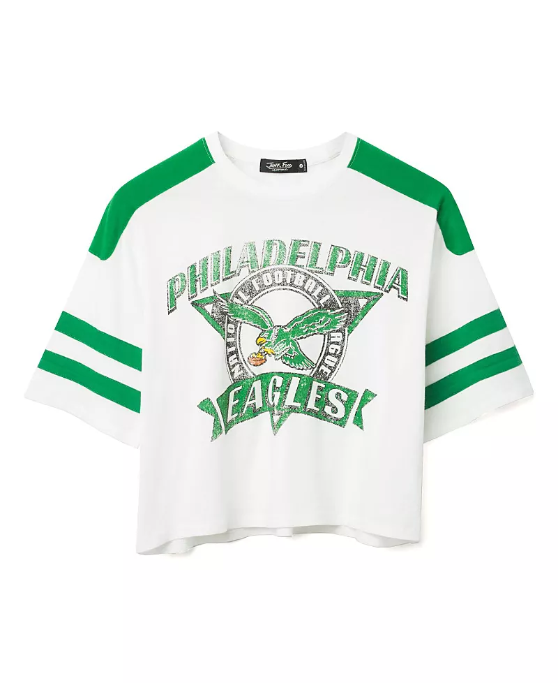 Junk Food Clothing Women's Nfl Philadelphia Eagles Striped Crop Tee