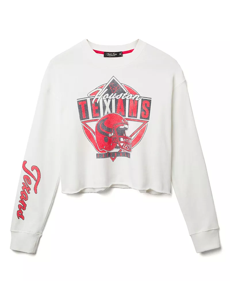 Junk Food Clothing Women's Nfl Houston Texans Helmet Crop Fleece Sweatshirt
