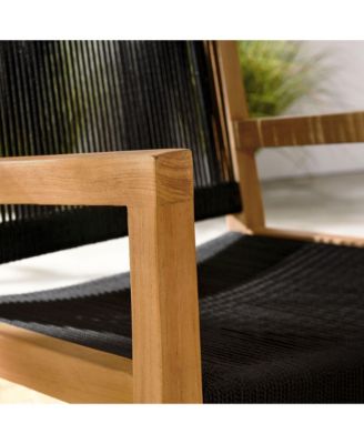 Vienna Outdoor Patio Teak and Rope Dining Armchairs Set of 2