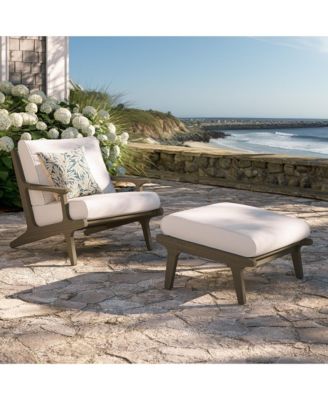  Saratoga Outdoor Patio Teak Wood Chair and Ottoman, Set of 2