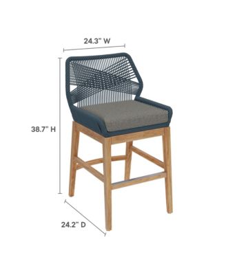 Wellspring Outdoor Patio Teak and Rope Counter Stool