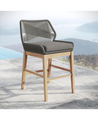 Wellspring Outdoor Patio Teak and Rope Counter Stool