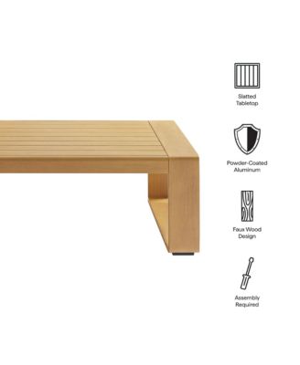 Lirienne Outdoor Patio Aluminum Faux Wood Coffee Table