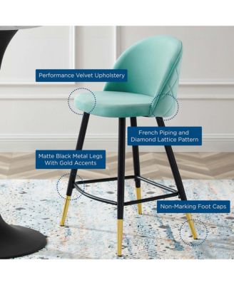 Cordial Performance Velvet Counter Stools, Set of 2