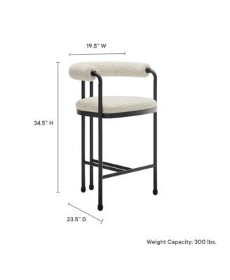 Turin Curved Back Boucle and Metal Counter Stool