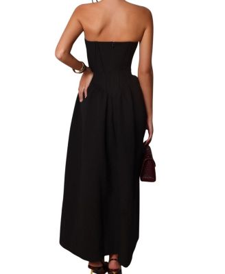 Strapless Corset Cotton Poplin Maxi Dress
