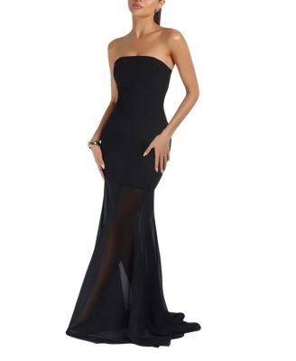 Strapless Crepe Chiffon Maxi Dress