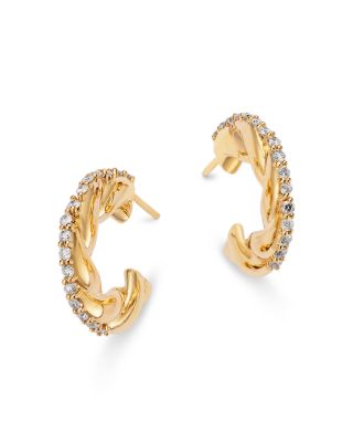 Moon & Meadow Diamond Pave Twist Hoop Earrings