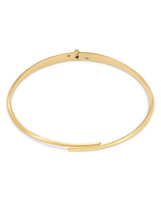 Pointed Edge Polished Bypass Bangle Bracelet in 14K Yellow Gold