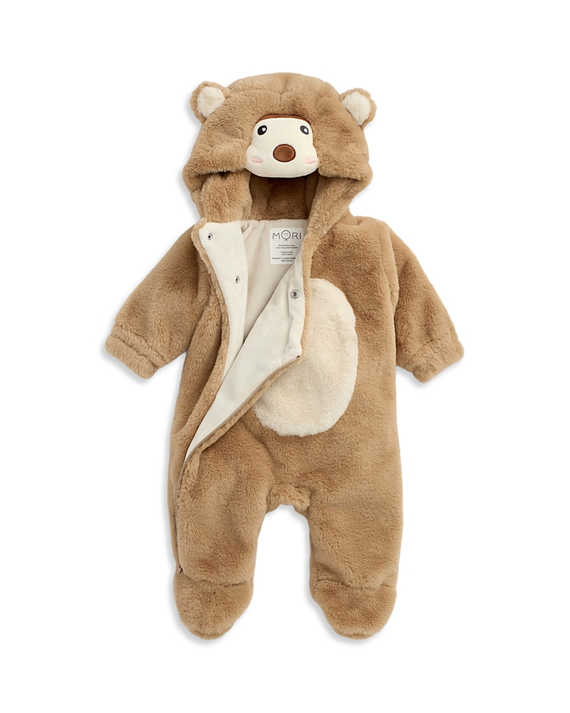 Mori Unisex Faux Fur Bear Coverall - Baby In Brown