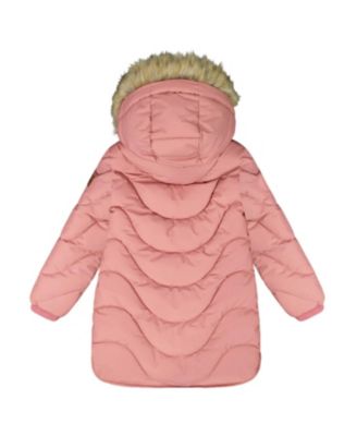 Girls' Long Wavy Quilt Puffy Winter Coat - Big Kid