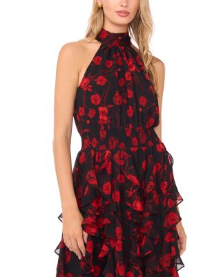 Floral Ruffle Cascading Maxi Dress