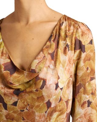 Piper Long Sleeve Cowl Neck Dress in Floral Crepe