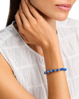 14K Yellow Gold Lapis Rondelle Bead Bracelet