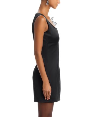 Satin Floral Appliqu&eacute; Dress