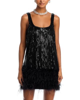 Ostrich Feather Sequin Mini Dress - Exclusive
