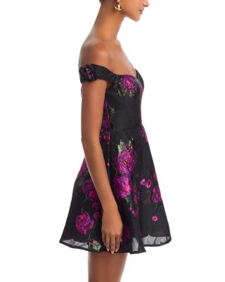 Rose Brocade Mini Dress - Exclusive
