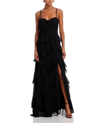 AQUA - Chiffon Tiered Ruffled Dress - Exclusive