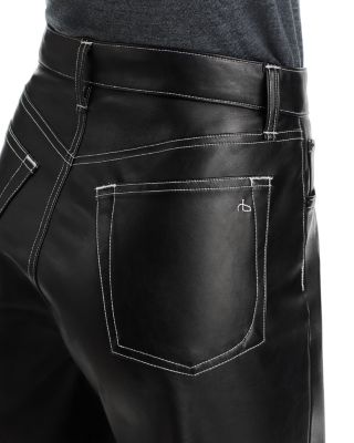 Shea High Rise Faux Leather Straight Leg Jeans in Black 