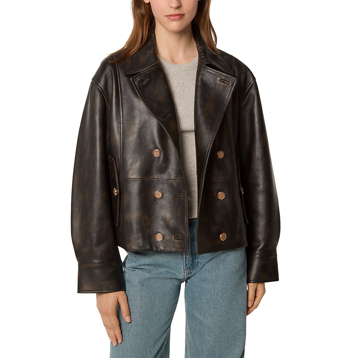 TRESSE Double Breasted Leather Jacket