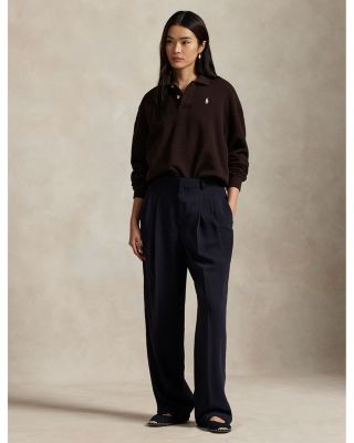 Polo Collar Fleece Pullover Sweatshirt