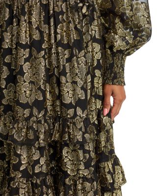 Metallic Jacquard Tiered Dress - Exclusive