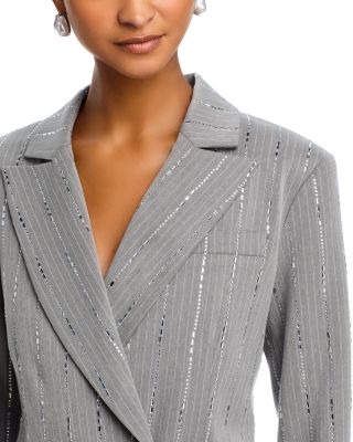 Oversized Crystal Pinstripe Blazer - Exclusive