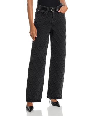 Logan High Rise Wide Leg Jeans in Quited Black