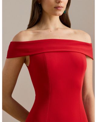 Crepe Off The Shoulder Gown